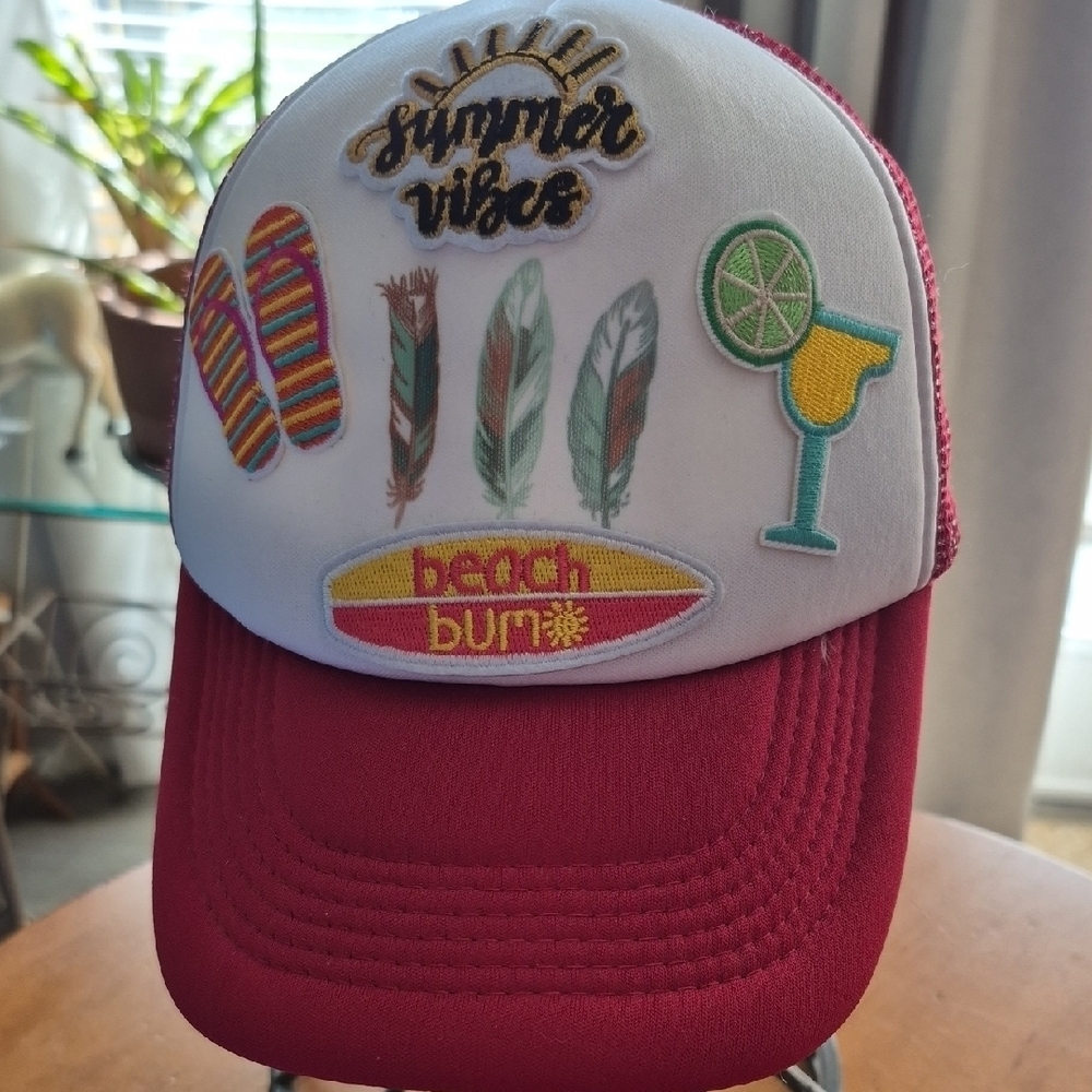 Summer Vibes Red and White Trucker Hat. NWOT